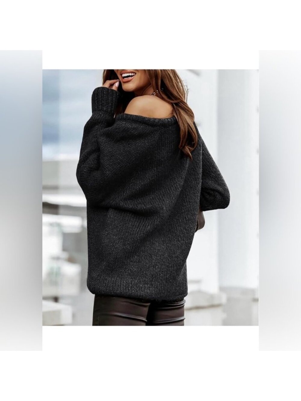 🆕Crew Neck Solid Color Soft Ribbed Knitted - Picture 2 of 2
